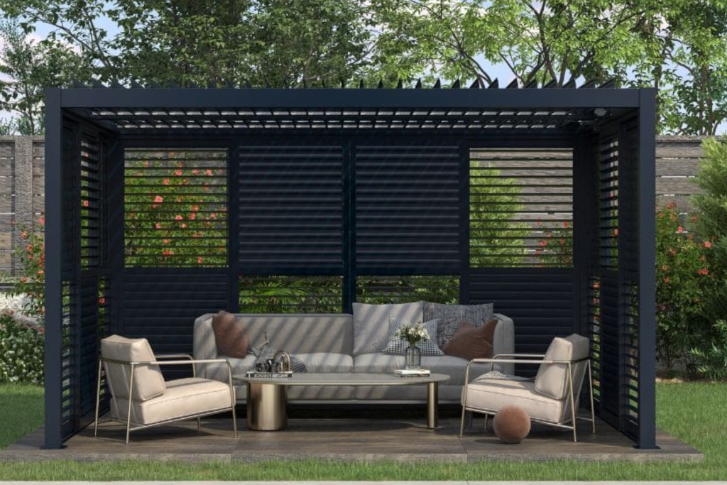 VERANO pergola ar mēbelēm dārzā