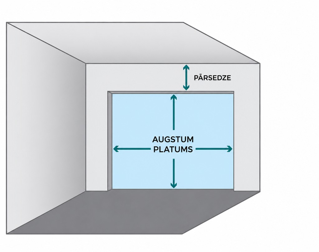 Vārtu ailes mērījumi: pārsedze, platums, augstums